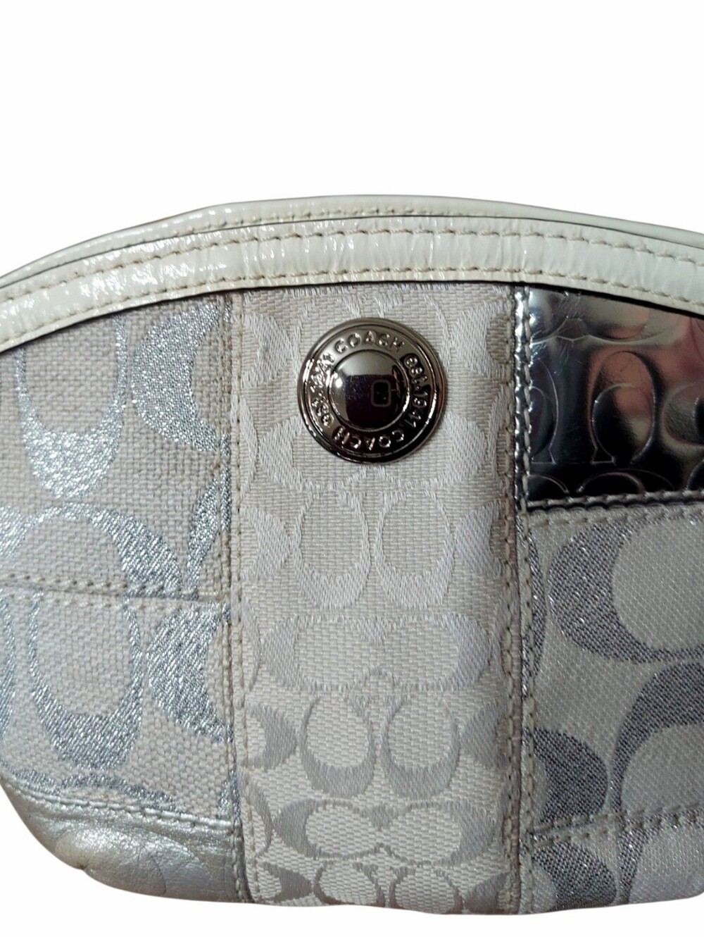 Coach Patchwork Signature Cosmetic Bag Chrome Hardware Gently Loved No. 42480 - Picture 3 of 7